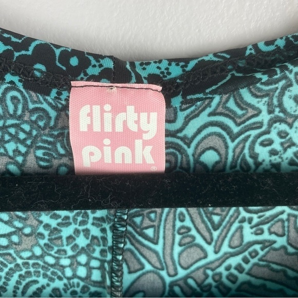 Flirty Pink Green Floral Rayon Crew Neck Longline Tunic Dress 2X - Picture 5 of 10